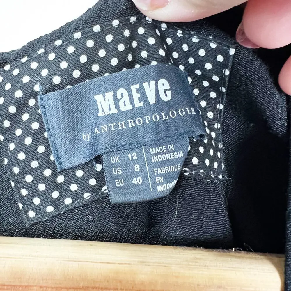 Maeve wide leg black jumpsuit lace up sides button front size 8 - Picture 7 of 10